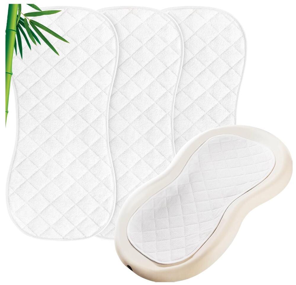 3 Pack Quilted Changing Pad Liner, Reusable Pads- White